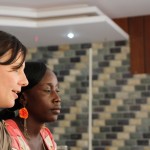 Shelly Whitman takes part in a video conference with one of our youth advocates in Sierra Leone - Photo by Matt Campbell