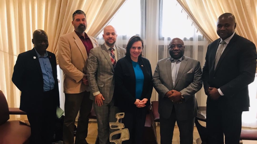 Left to right: Colonel Pierre MAWA, Advisor to the Minister of Defense, George Boyuk, Anthony Di Carlo, Dr. Shelly Whitman, His Excellency Aime Ngoi Mukena, Minister of National Defense and Veterans, Arsene Tshidimu